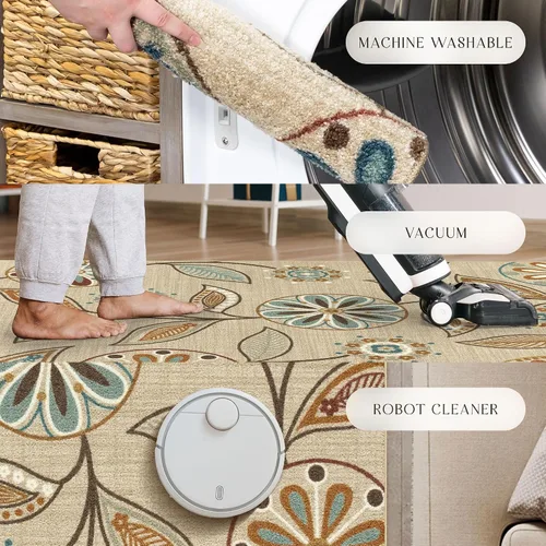 Miniatura 8 de Maples Rugs Reggie - Alfombra floral para pasillo, fabricada en Estados Unidos, lavable, antideslizante, para cocina, pasillo y lavandería, 2 x 5
