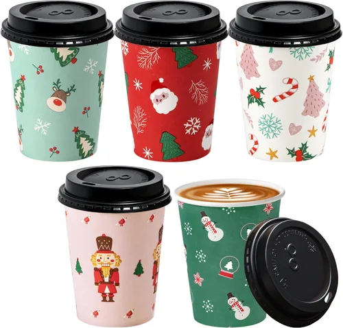 Miniatura 13 de Fit Meal Prep Paquete de 100 tazas de café desechables de 10 onzas con tapas, vasos de papel de primera calidad, tazas de café caliente a prueba