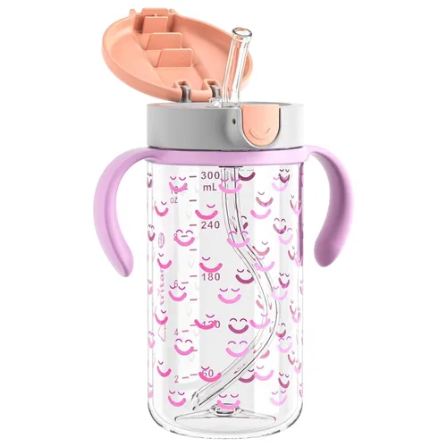 Miniatura 21 de Evorie Tritan - Vaso para sorber con popote a prueba de derrames, 10 onzas para bebés y niños pequeños de 1 a 3 años, botella de agua con pajilla