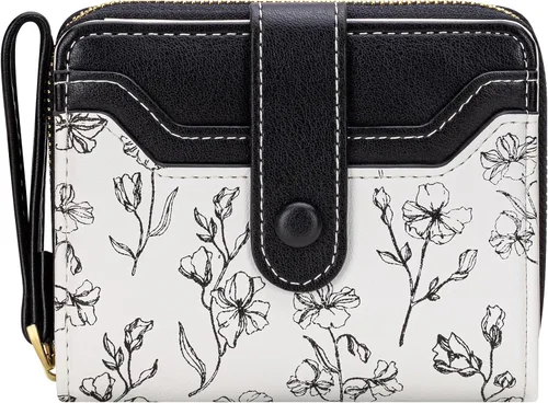 BIAOTIE - Cartera para mujer con flores bonitas, con bloqueo RFID, tarjetero para tarjetas de crédito, monedero pequeño de dos pliegues con