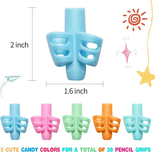 Miniatura 2 de KIGEAPUEL 20 piezas de empuñaduras para lápices para niños, entrenamiento ergonómico de la escritura, soporte para lápices, herramienta de escritura