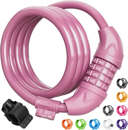 Miniatura 14 de Titanker Candado de bicicleta, cerradura de bicicleta de 4 pies, bloqueo de cable de 1/2 pulgada con soporte de montaje, accesorios de bicicleta