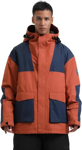 Miniatura 50 de GSOU SNOW Chaqueta de esquí para hombre, abrigo de nieve para snowboard, cálido, invierno, impermeable, con capucha
