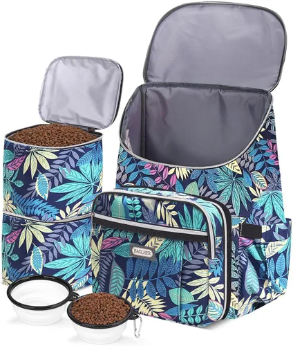 BAGLHER Mochila de viaje para perros – Mochila de viaje desmontable para mascotas, bolsa para perros para viajar con 2 cuencos plegables de silicona