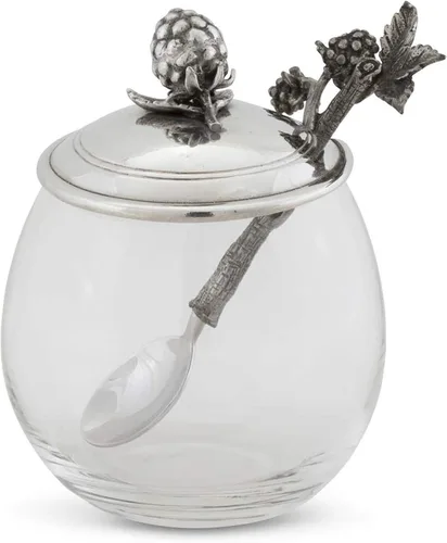 Miniatura 8 de Vagabond House Tarro de cristal de abeja de peltre con cuchara de 5 pulgadas de alto, 12 onzas