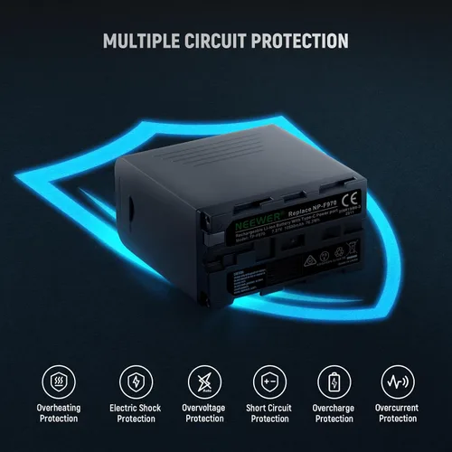 Miniatura 7 de Neewer Batería de repuesto NP-F970 de 10500 mAh, tiempo de carga completa de 4.8 horas, cable USB C de carga rápida PD de 20 W, batería recargable