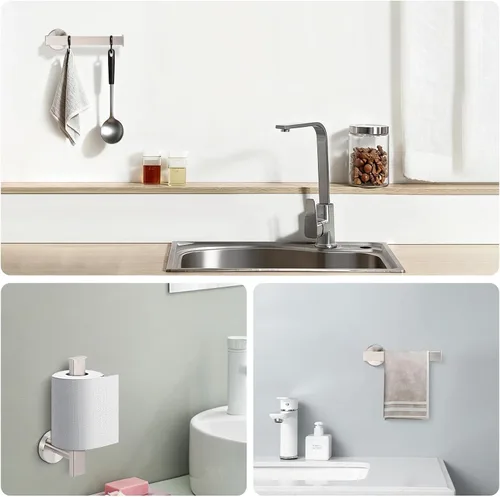 Miniatura 5 de NearMoon Soporte cuadrado de papel higiénico para baño, acero inoxidable SUS304 de alta calidad, montado en la pared, para baño, cocina, baño Níquel