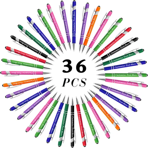 Miniatura 39 de Bolígrafos personalizados a granel con punta de lápiz capacitivo, 12 bolígrafos personalizados con logotipo de mensaje con nombre, bolígrafos