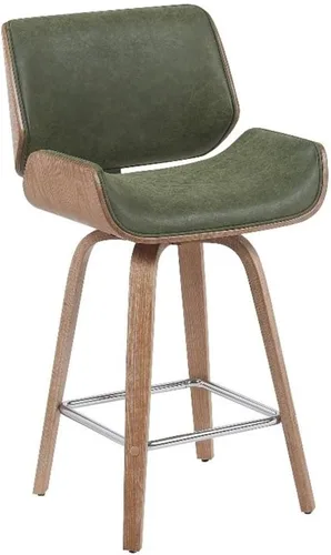 Miniatura 20 de Armen Living Tyler - Taburete giratorio de piel sintética gris y madera negra de 26 pulgadas de altura de mostrador Gris / Negro