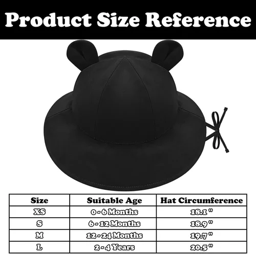 Miniatura 7 de Sombrero de sol para bebé, sombreros para niños y niñas, sombrero de sol para bebé niña sombreros con orejas de oso de ala ancha UPF 50+ sombrero