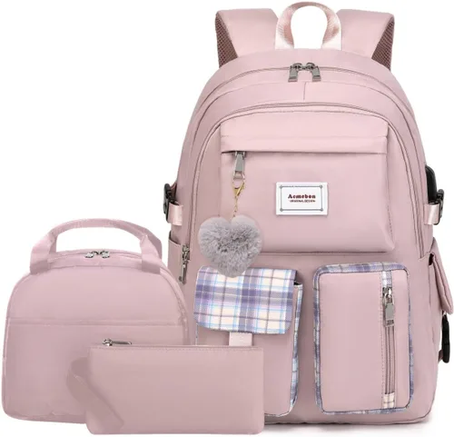 Miniatura 12 de Acmebon Conjunto de mochila para portátil de moda espaciosa para niña, conjunto casual de mochila para mujer, color negro