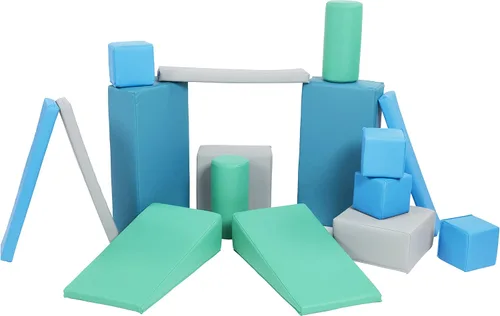 Miniatura 12 de ECR4Kids SoftZone Bloques de construcción blandos, formas de espuma, surtido, 16 piezas