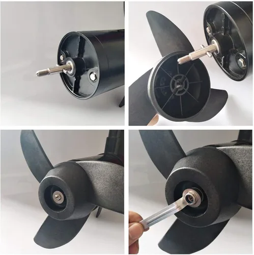 Miniatura 7 de Hélices Motor fueraborda eléctrico para motores de arrastre de 55 libras, 62 libras, 86 libras, accesorios de montaje/barco 3 cuchillas (negro)