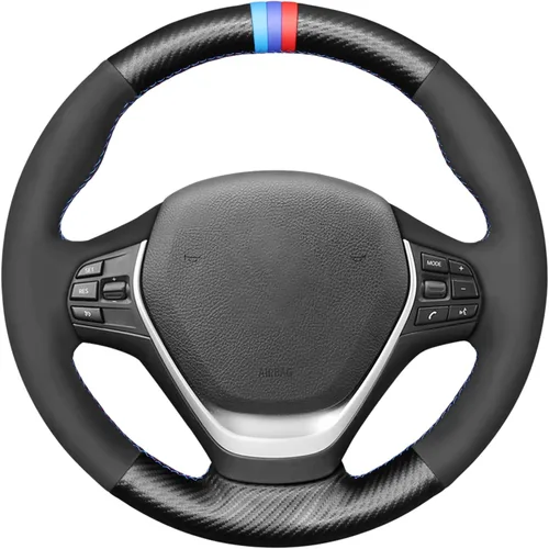 Miniatura 10 de MEWANT Envoltura de volante de ante negro cosida a mano para BMW 2Series F22 F23 F30 F34 F32 F33 F36 Cubierta de volante DIY