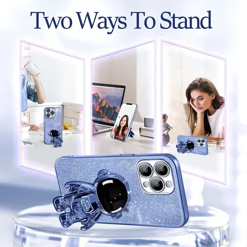 Miniatura 73 de Buleens Funda para iPhone 11 Pro Max Astronauta, Fundas Transparentes para iPhone 11 ProMax con Papel con Purpurina y Soporte de Astronauta, Mujeres