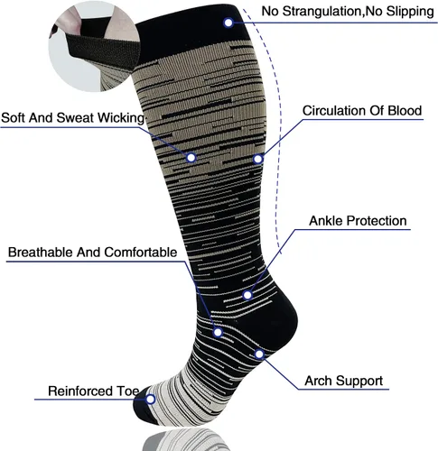 Miniatura 2 de WHOTAY Calcetines de compresión de talla grande para mujer, 20-30 mmHg, 2XL, 3XL, 4XL, 5XL, circulación diabética, transpirables para enfermera