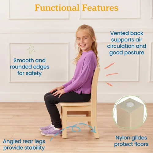 Miniatura 5 de ECR4Kids Juego de mesa y silla de madera dura de 24 x 24 pulgadas, altura de asiento de 12 pulgadas, muebles para niños, blanco antiguo, 3 piezas