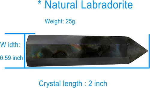 Miniatura 6 de DUQGUHO Piedras curativas de labradorita de 2 pulgadas, torre de varita de cristal, puntos de cuarzo natural, piedras preciosas hexagonales