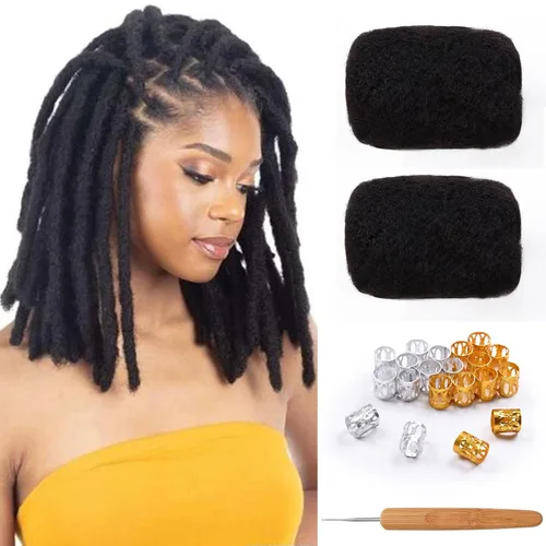 Miniatura 25 de Extensiones Loc de 10 pulgadas de grosor de cabello humano de 10 pulgadas, 10 hebras, extensiones de rastas de cabello humano para mujeres
