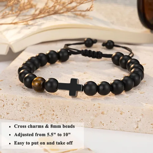Miniatura 3 de ORISPRE Pulsera de cruz para hombre, regalo para hombre, para hijo, nieto, papá, marido, padrino, hombres, cumpleaños, graduación, jubilación