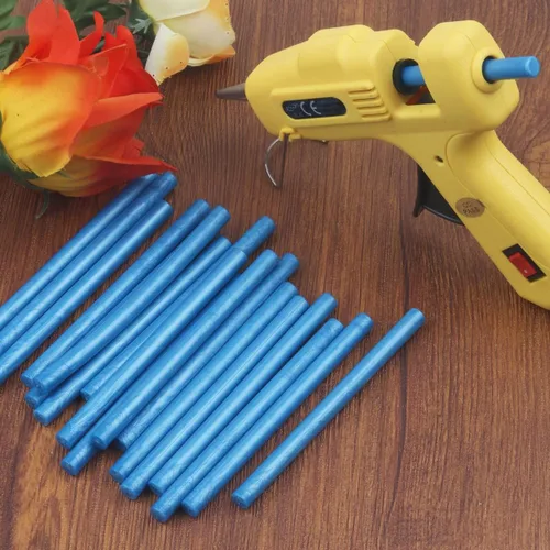 Miniatura 5 de Kit de sellado de cera, 40 varillas de cera de sellado azul con pistola de pegamento + 2 bolígrafos de sello de cera para sello de cera, ideal