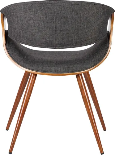 Miniatura 6 de Armen Living Silla de comedor de mariposa estilo mediados de siglo en acabado de nogal y tela azul - Juego de 4