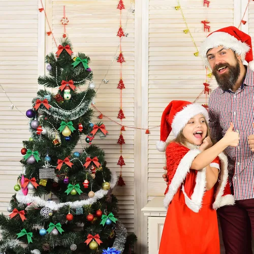 Miniatura 4 de Xinnun 100 lazos de cinta de Navidad de 2 pulgadas con purpurina, mini lazos de poliéster brillantes para Navidad, manualidades, apliques de verde