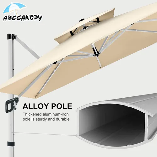 Miniatura 4 de ABCCANOPY Patio Umbrella Cantilever Double Top Outdoor Offset Umbrella with 360° Rotation