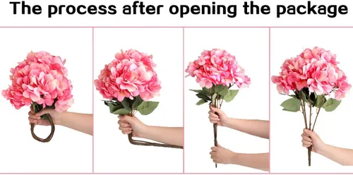 Miniatura 4 de Jim's Cabin Arreglos de hortensias artificiales de seda, 2 ramos con 5 cabezas grandes, ramo de flores falsas para mujeres, dormitorio, boda