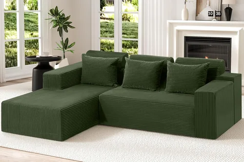 Miniatura 20 de Homguava Sofás modulares seccionales para sala de estar, sofá nube de 101 pulgadas con diván en forma de L, cómodo sofá de sala de estar con asiento