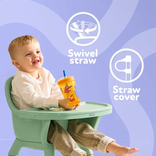 Miniatura 5 de Nuby Thirsty Kids Super Sipper - Vaso antiderrames para niños pequeños con válvula de silicona de 360° y popote giratorio, paquete de 2, 14 onzas
