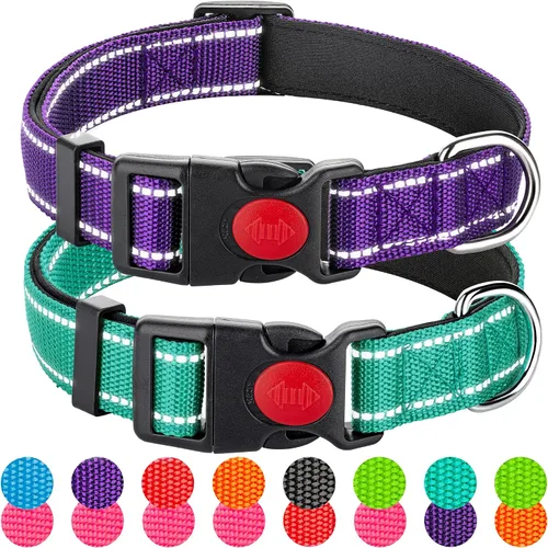 Miniatura 12 de Paquete de 2 collares reflectantes para perros medianos, hembras, machos, collares de nailon para cachorros, perros pequeños y grandes, con hebilla