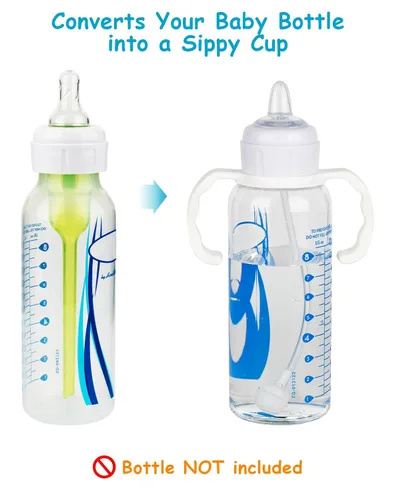 Miniatura 2 de Kit de conversión de vaso para biberones de vidrio estrechos y estrechos de Dr. Browns, kit de transición a prueba de derrames con boquilla
