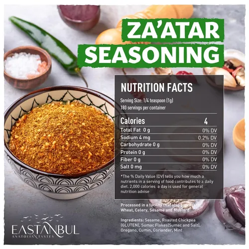 Miniatura 2 de Eastanbul Zaatar condimento, 6.3 onzas, Za'atar, especias Zaatar de especias de Oriente Medio, perfecto para mezclas de condimentos mediterráneos