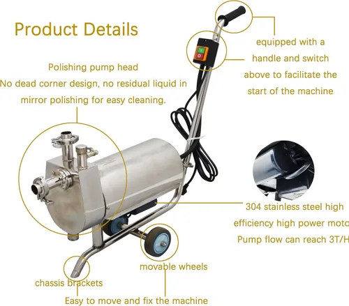 Miniatura 5 de TECHTONGDA Transferencia sanitaria del acero inoxidable de la bomba de la bebida de la categoría alimenticia de la bomba autocebante 3T/H