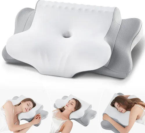 Miniatura 11 de Almohada Cervical para Alivio del Dolor de Cuello - Almohada Ortopédica Ergonómica Refrescante de Doble Cara con Funda de Almohada de Seda de Hielo