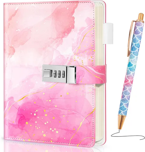 Miniatura 10 de Diario Beadsky con Cerradura para Niñas de 8 a 12 Años, Diario Secreto A5 con Cerradura, Cuaderno de 192 Páginas con Bloqueo de Contraseña y Lápiz