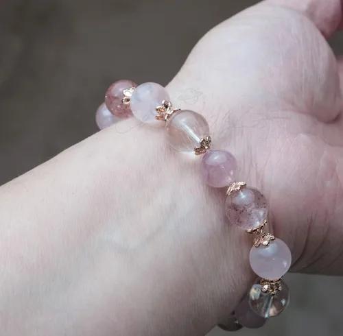 Miniatura 8 de Precious Gemstone Natural Crystal Healing Bracelet, Rutilated Quartz, Moonstone, Quartz Handmade Original Design Bracelet