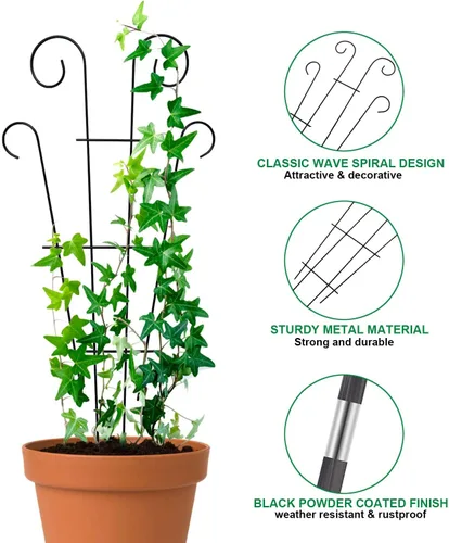 Miniatura 7 de Mklsit Paquete de 4 enrejados de metal de 23 pulgadas para plantas trepadoras al aire libre, soporte de enrejado de plantas de interior para plantas