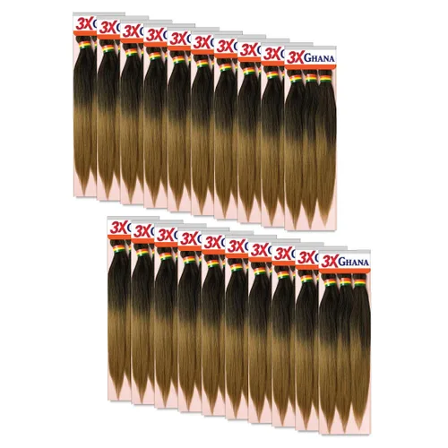 Miniatura 14 de REALISTIC - Paquete múltiple. Trenzas preestiradas X-Pression 3X Ghana de 60 pulgadas 100% Kanekalon Fácil de trenzar, sin nudos, alimentación
