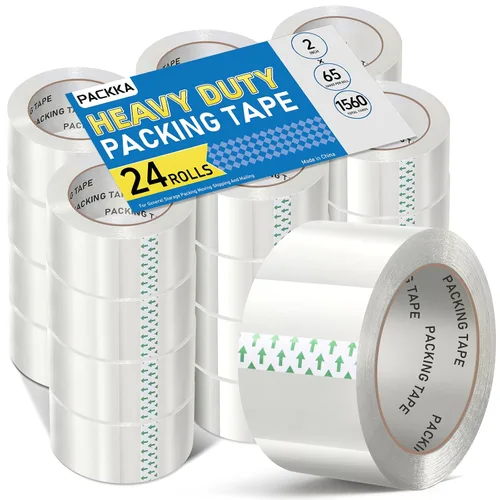 Miniatura 12 de Cinta de embalaje transparente, repuestos de cinta de embalaje resistente, 2 pulgadas x 65 yardas, cinta de envío de cinta de correo para envío