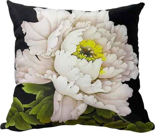 Miniatura 44 de Funda de cojín floral ligera de lujo, 18 x 18 pulgadas, pintura al óleo retro victoriana de doble cara, fondo negro, flor vibrante, funda de cojín