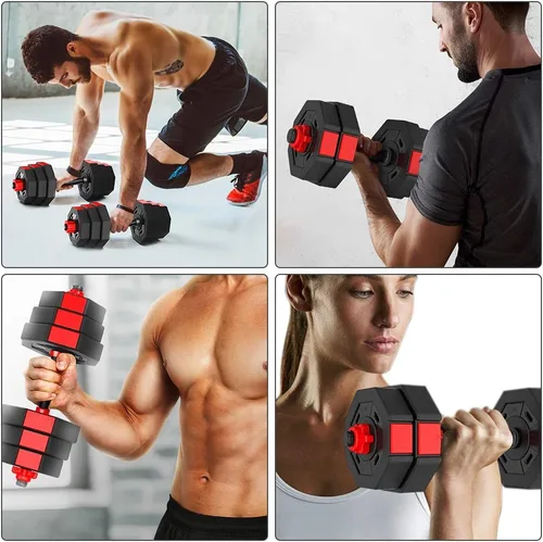 Miniatura 7 de wolfyok Juego de mancuernas, pesas ajustables 3 en 1, 44 libras/66 libras, equipo de gimnasio en casa para hombres y mujeres, gimnasio