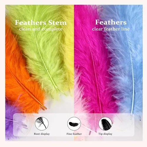 Miniatura 7 de FeelfunFeather 100 plumas coloridas a granel de 4 a 6 pulgadas, plumas de marabú de pavo de color natural esponjoso para manualidades, manualidades