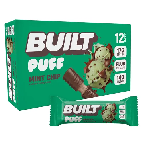 Miniatura 17 de Built Puffs - Barras de proteínas de 12 unidades, barras energéticas altas en proteínas, colágeno, sin gluten, cubiertas de chocolate, bajas