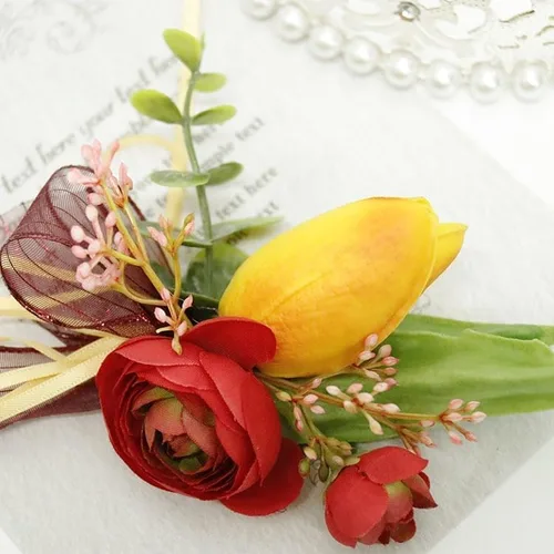 Flores artificiales naranjas de flores de muñeca de rosa, accesorios de novia para boda, ramillete de dama de honor (color : 07 flor de muñeca)