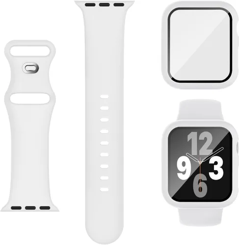 Miniatura 9 de Adorique 3-en-1 compatible con Apple Watch Band de 40 mm, 41 mm, 42 mm, 44 mm, 45 mm, 46 mm, correa deportiva de silicona suave para iWatch Series