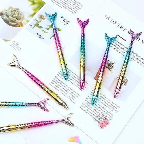 Miniatura 4 de Paquete de 24 bolígrafos de sirena – Bolígrafo creativo de tinta de gel líquido para escuela, hogar, oficina, papelería, niñas, mujeres, compañeros