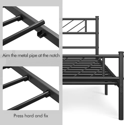 Miniatura 8 de Yaheetech Estructura de Cama Plataforma de Tamaño Individual con Cabecera de Diseño de Flecha, Base de Colchón de Metal de 13 Pulgadas