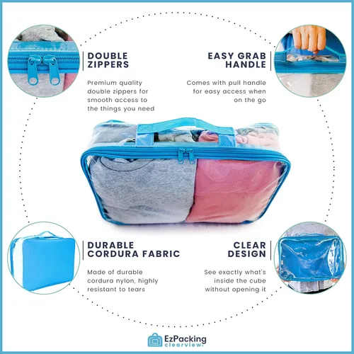 Miniatura 7 de Cubo grande transparente de embalaje de viaje/Organizador de PVC transparente para maleta/Bolsa multiusos con asa/Protección de almacenamiento